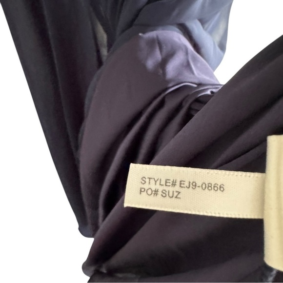 Eliza J Embellished High Low Chiffon Dress 10 Navy Blue - Picture 13 of 13